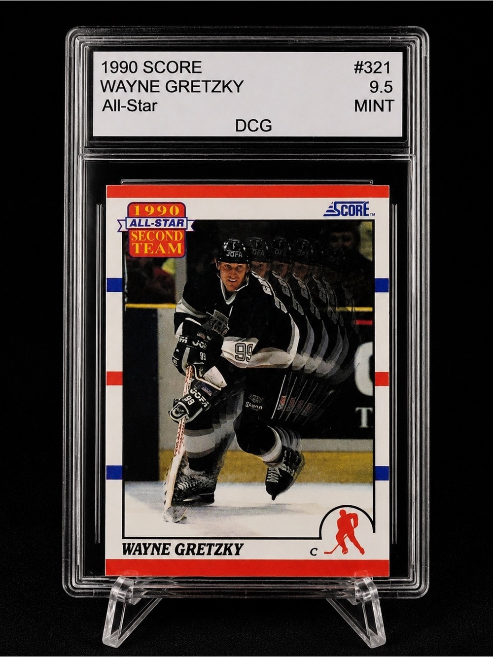 1990 Score Wayne Gretzky All-Star Hockey Trading Card - Black / White